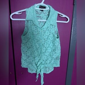 Seductions Lace Button down sleeveless Blouse